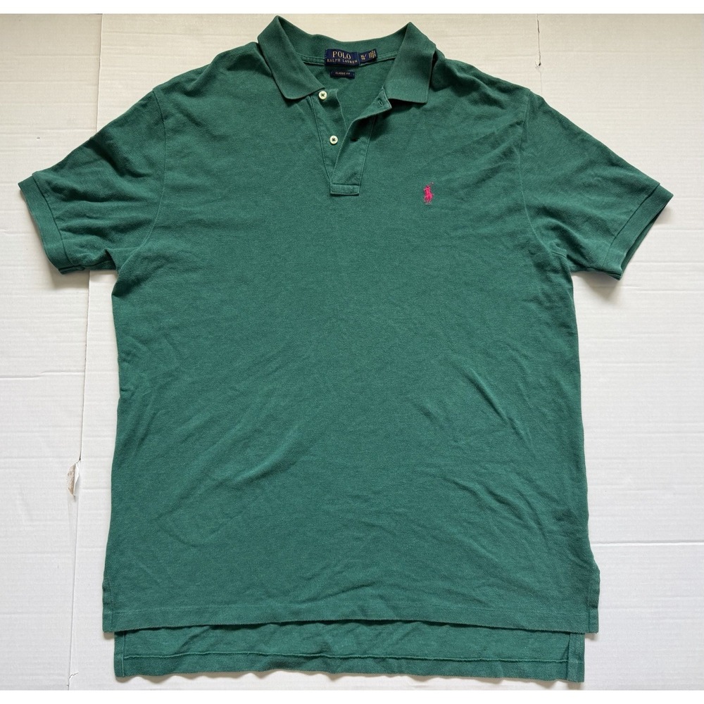 Polo Ralph Lauren Teal Green Pink Pony Preppy Classic Fit Polo Shirt Size XL